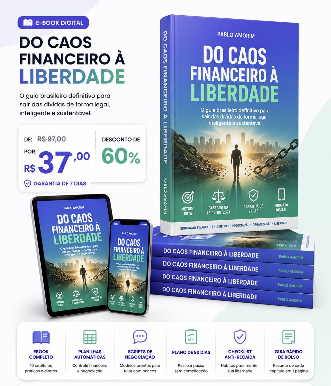 Mockup do ebook Do Caos Financeiro à Liberdade